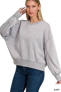 Acid Wash Oversized Pullover Top