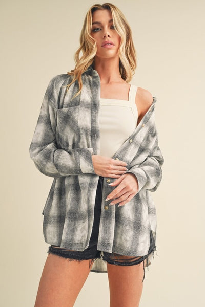 Plaid Button Top