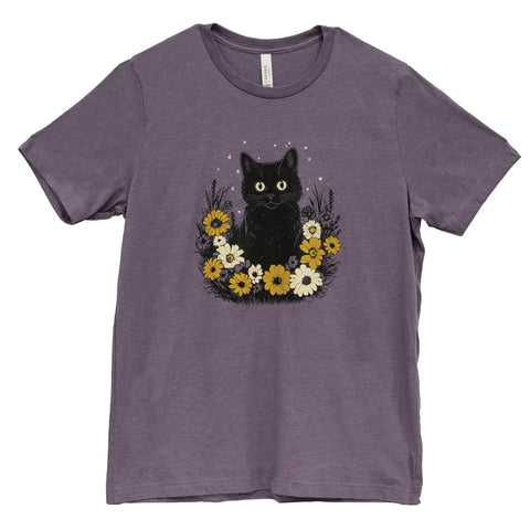 Floral Black Cat T-Shirt