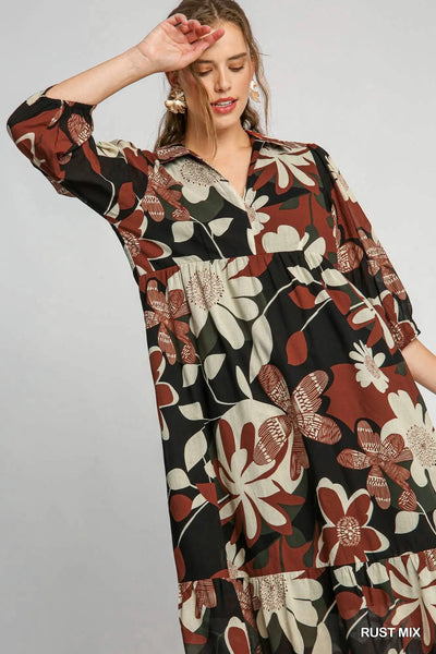 Floral Print Tiered Dress