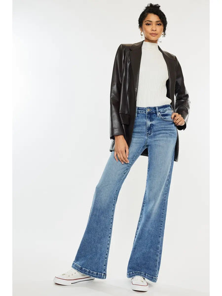 Kan Can High Rise Wide Leg Flair Jean