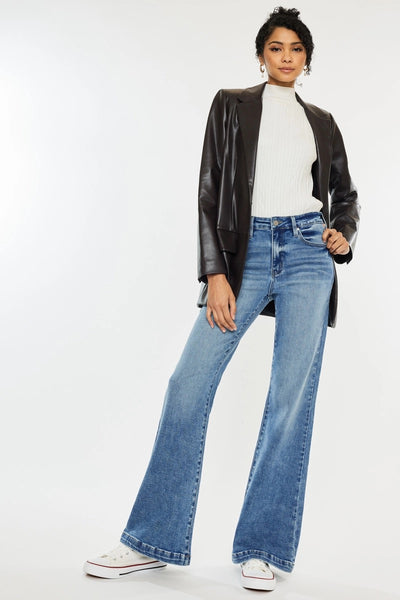 Kan Can High Rise Wide Leg Flair Jean