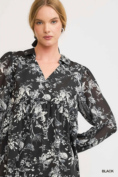 Black Floral Print Dress