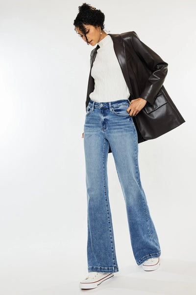 Kan Can High Rise Wide Leg Flair Jean