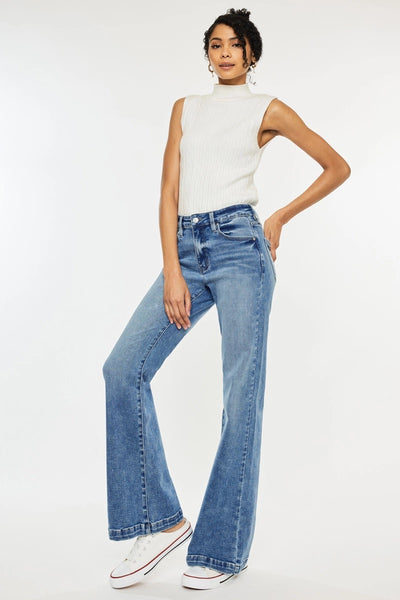 Kan Can High Rise Wide Leg Flair Jean