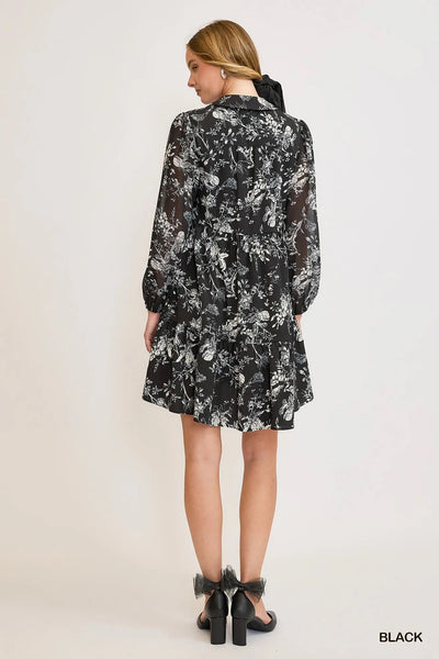 Black Floral Print Dress