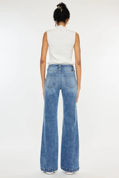 Kan Can High Rise Wide Leg Flair Jean