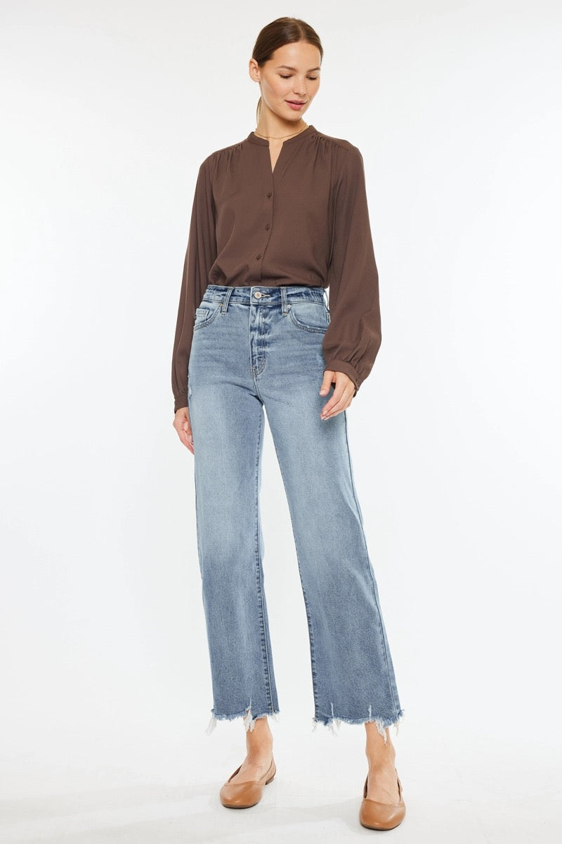 Kan Can High Rise Slim Wide Leg Jean