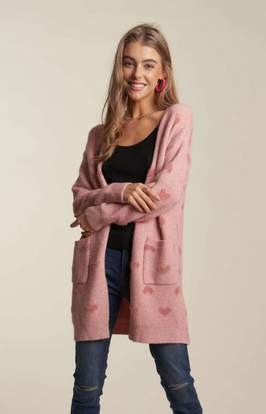 Pink Heart Cardigan