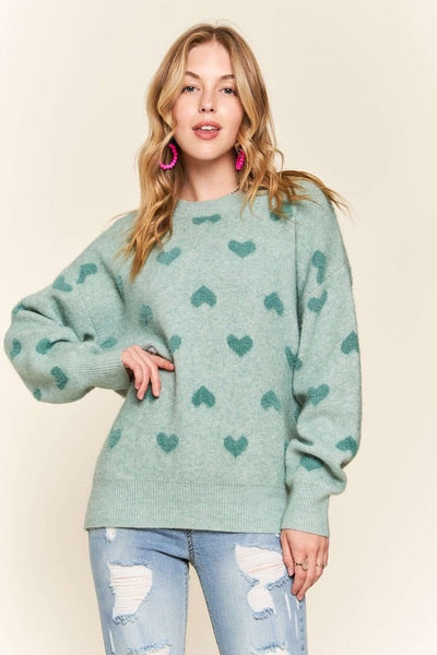 Vintage Sage Heart Sweater