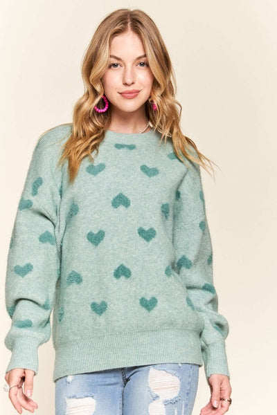 Vintage Sage Heart Sweater