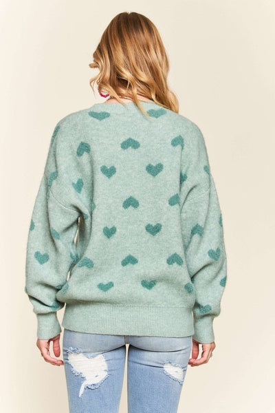 Vintage Sage Heart Sweater