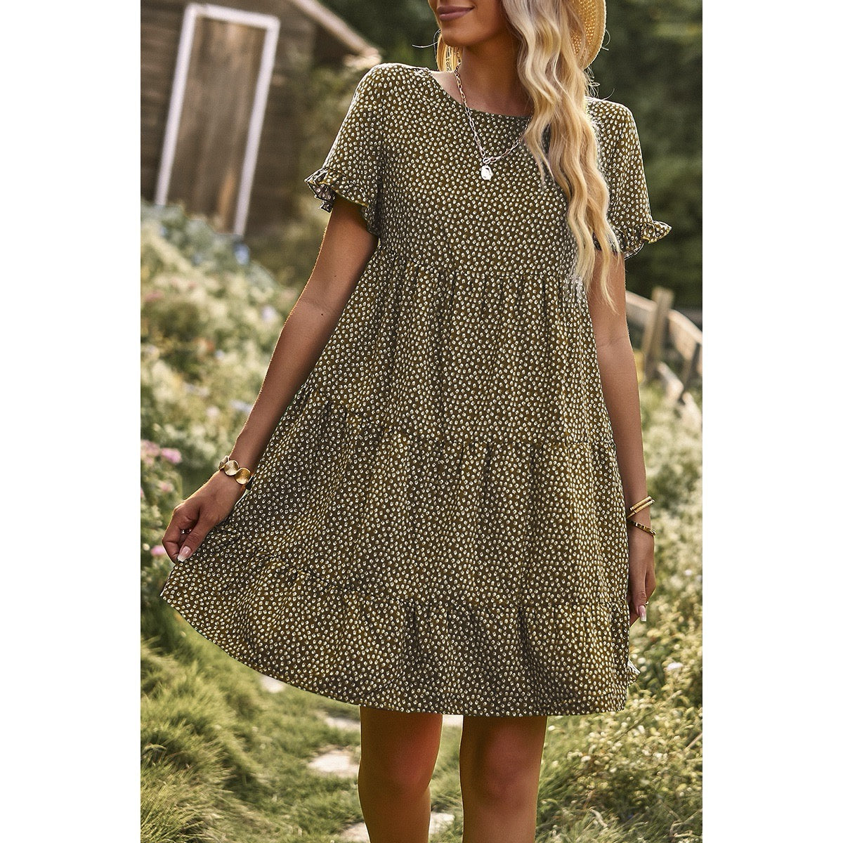 Floral Dot Babydoll Dress