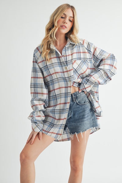 Plaid Button Top