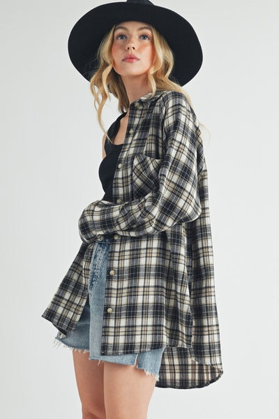 Plaid Button Top