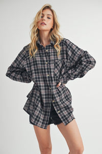 Plaid Button Top