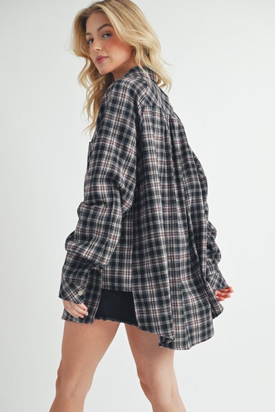 Plaid Button Top