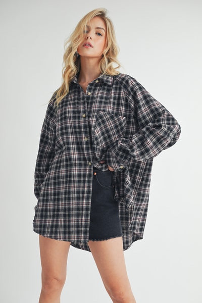 Plaid Button Top