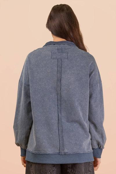 Mock Neck Mineral Washed Top