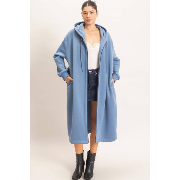 Oversized Longline Zip-Up Hoodie Jacket