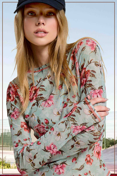 Semi Sheer Long Sleeve Mesh Top