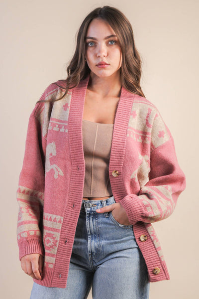Oversized Western Knit Cardigan