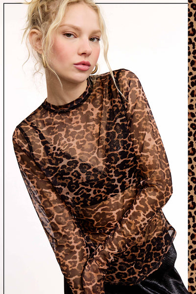 Semi Sheer Leopard Printed Top