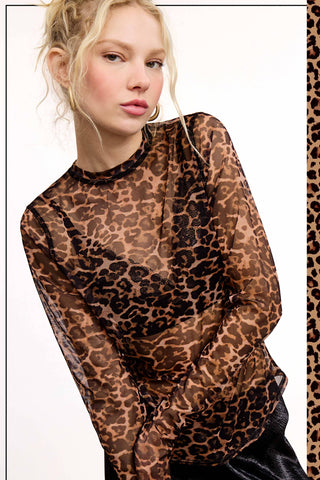 Semi Sheer Leopard Printed Top