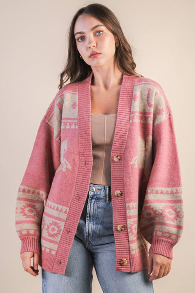 Oversized Western Knit Cardigan