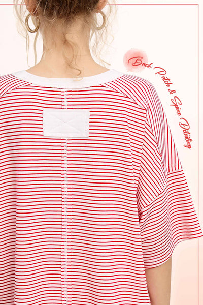 Basic Striped Drop Shoulder Short Sleeves Top