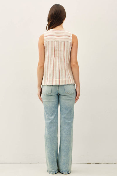 STRIPED GAUZE WOVEN TANK TOP