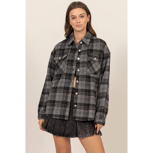 Plaid Shacket With Pockets