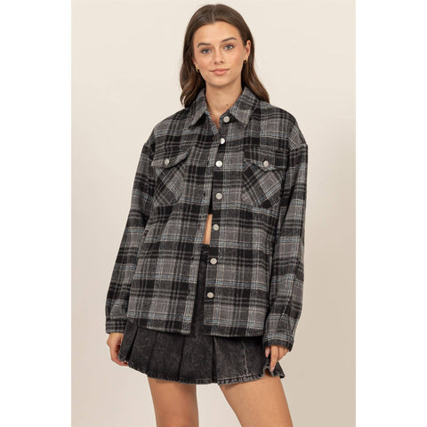 Plaid Shacket With Pockets
