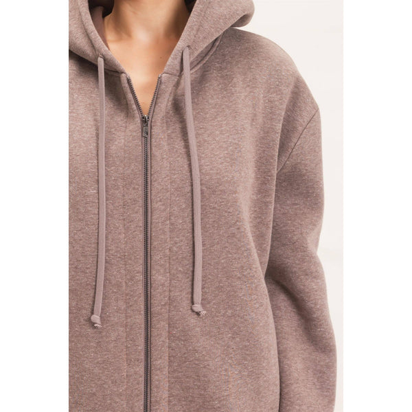 Oversized Longline Zip-Up Hoodie Jacket
