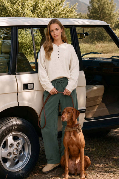 SMOCKED WAIST BARREL LEG SWEATPANTS