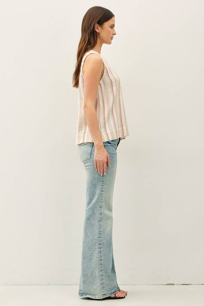 STRIPED GAUZE WOVEN TANK TOP