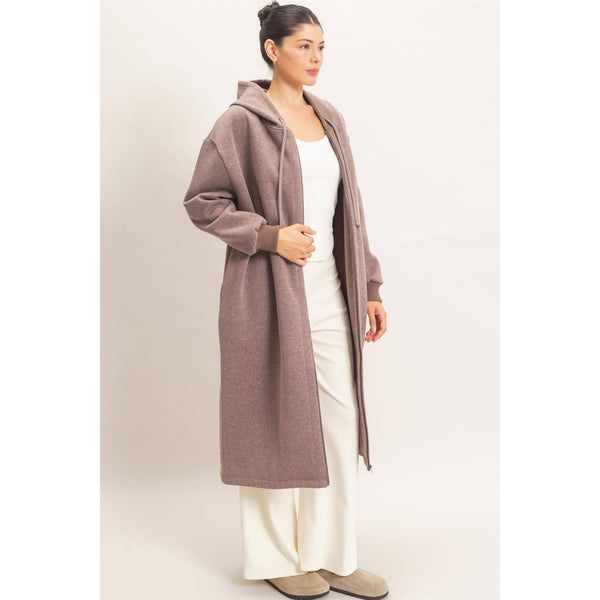 Oversized Longline Zip-Up Hoodie Jacket