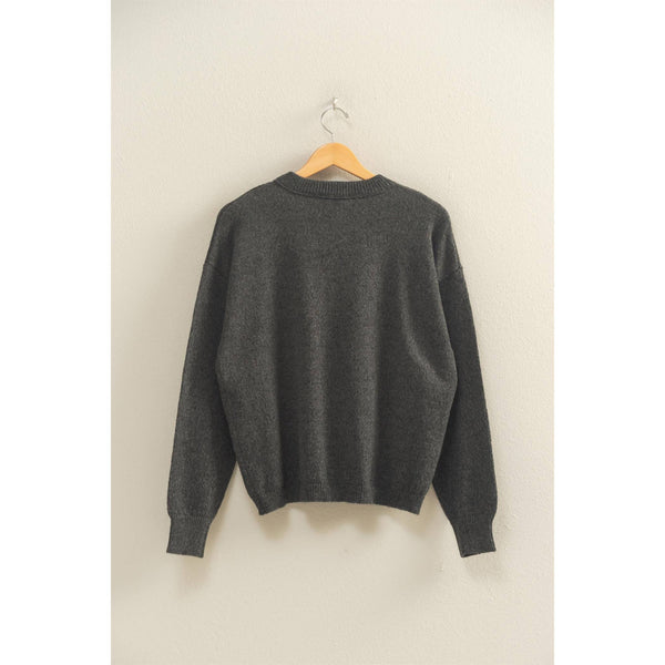Front Seam Crew Neck Sweater