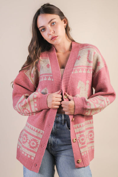 Oversized Western Knit Cardigan