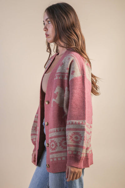 Oversized Western Knit Cardigan