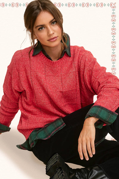 Loose Fit Windowpane Patterned Sweater
