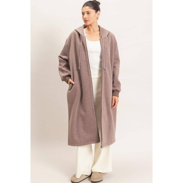 Oversized Longline Zip-Up Hoodie Jacket