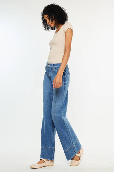MID RISE SEAM WIDE LEG JEANS