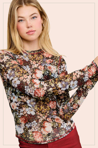 Semi Sheer Floral Top