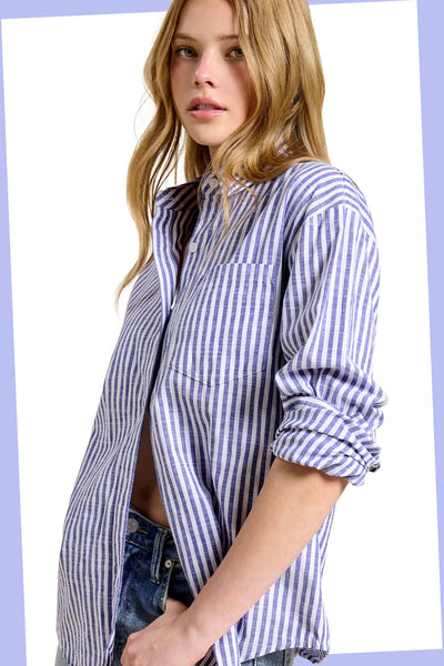 Collared Stripe Button Down Shirt