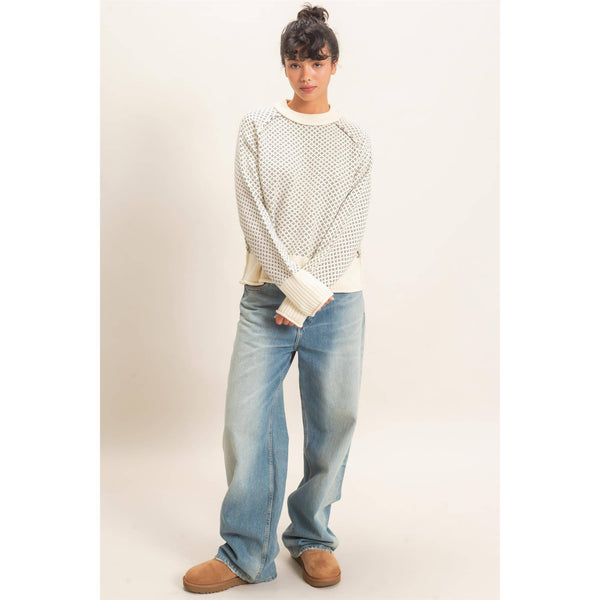 Patterned Mock Neck Sweater