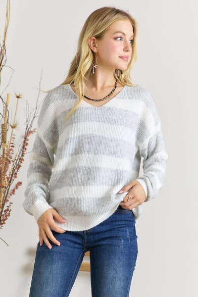 Grey Stripe Sweater