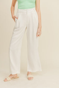 White High Waisted Pleated Pants