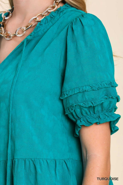 Turquoise Jacquard Dress
